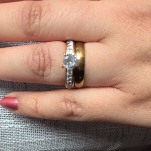 Elegant Gold Stainless Steel and CZ Ring